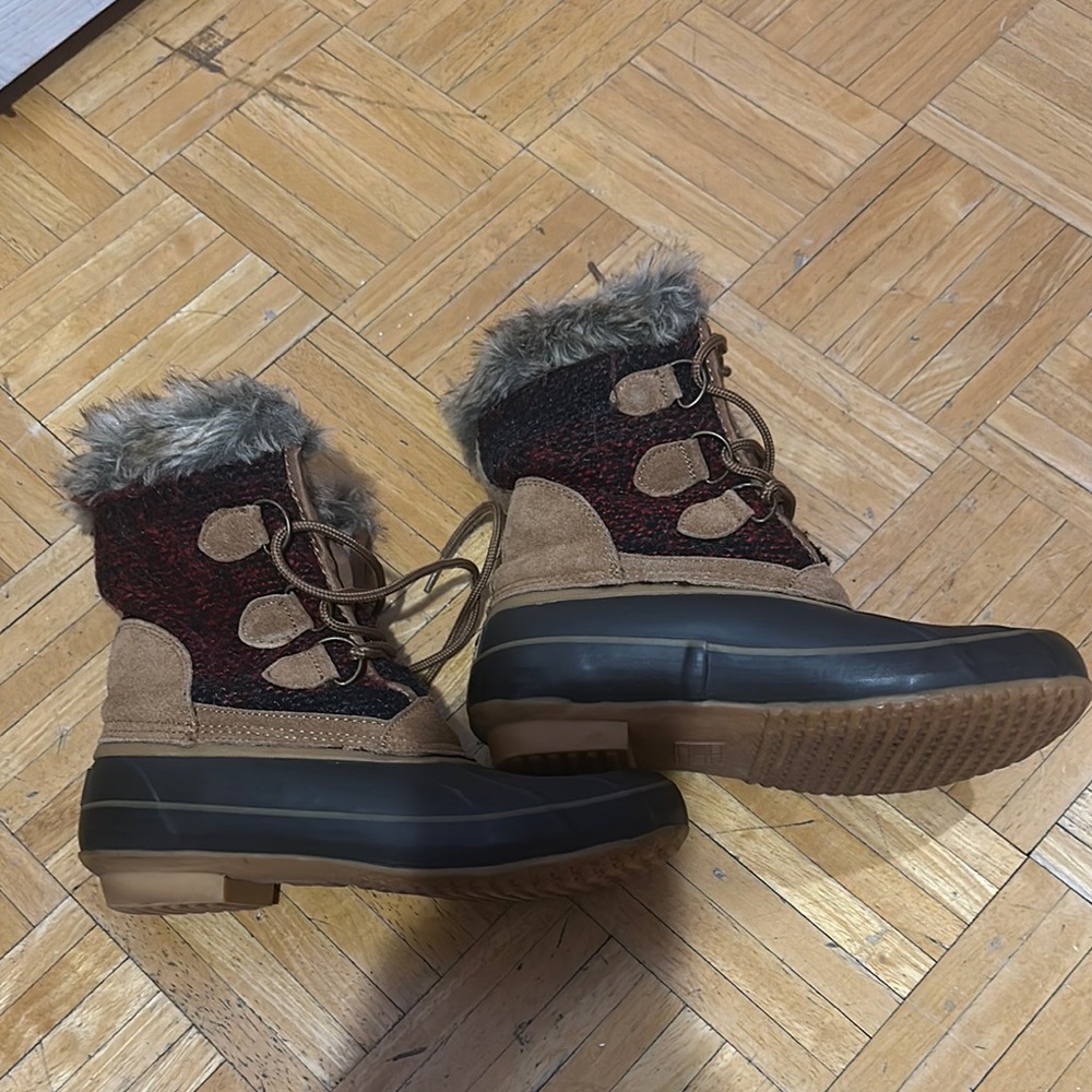 Women's Faux Fur Lined Winter Boots - Black, Red, and Brown